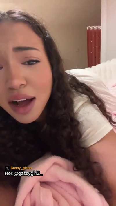 Asian girl started to fart with a nice relief