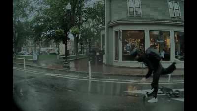 Scooterman takes a tumble