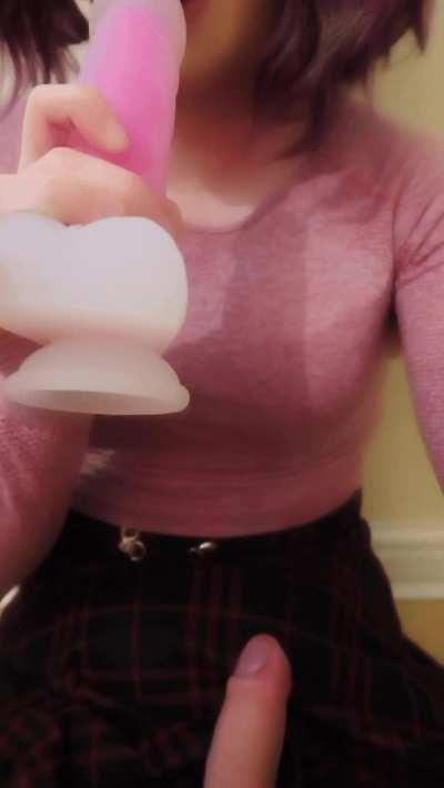 How would you describe my girlcock in one word?