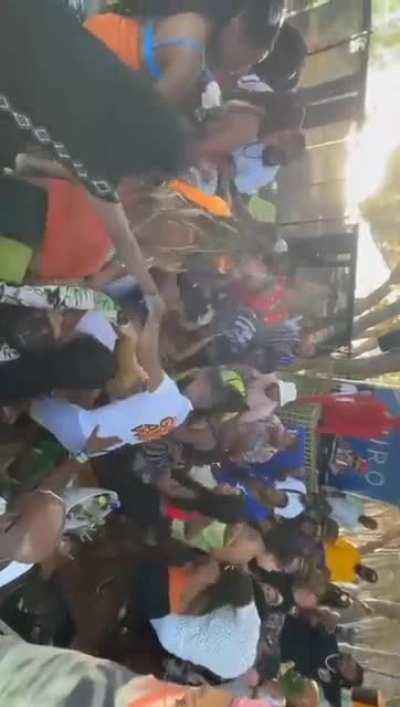 Crazy mass fight at the beach club