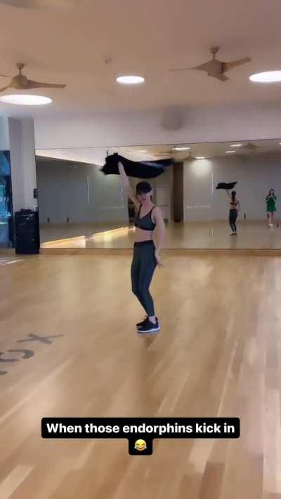 dancing at the gym IG April 2024