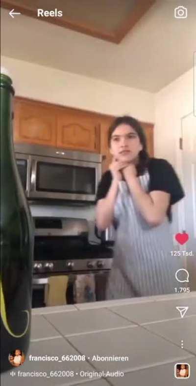 Putting an opened Champagne bottle under your face