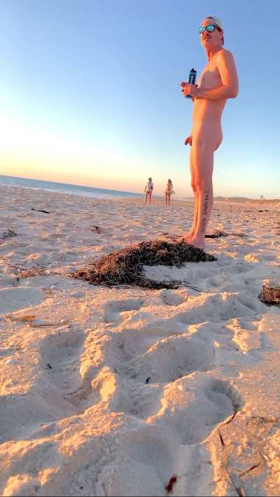 I’m the only one naked down at my local. Two ladies walk past and have a good look…one even has a laugh