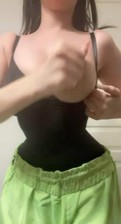 My bodysuit compliments my small waist but suffocates my natural huge boobs