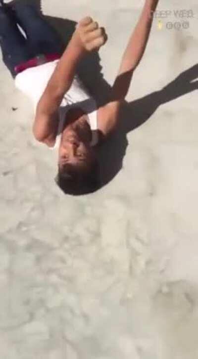 Brutal knockout on concrete