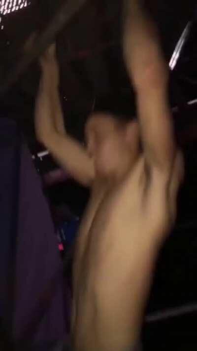 Doing pull ups in a construction site while intoxicated