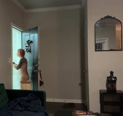 Dared to answer the door naked. Pizza guy was a shy.