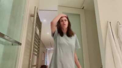 Slow-mo GIF Alexandra Daddario bouncing in YouTube video