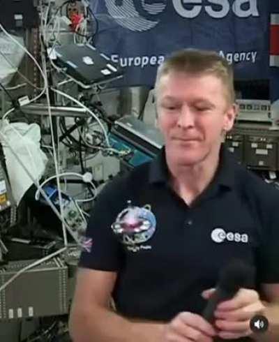 Demonstration of gyro stabilization in weightlessness.