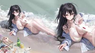 Taihou swimsuit skin Live2D preview!