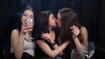 3 hot russian ladies share cigarettes and kisses part 2