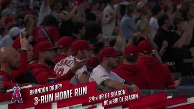 [Highlight] Brandon Drury cranks a three-run shot to put the Angels up 3-1 over the Rangers early