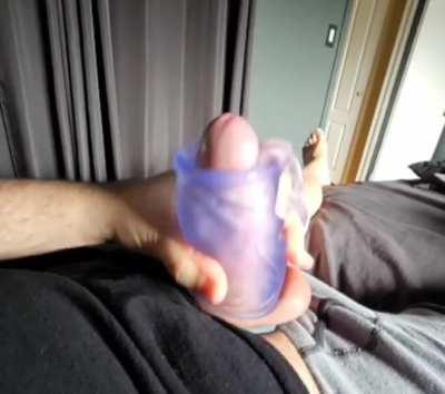 Stroker toy vocal masturbation and messy cumshot
