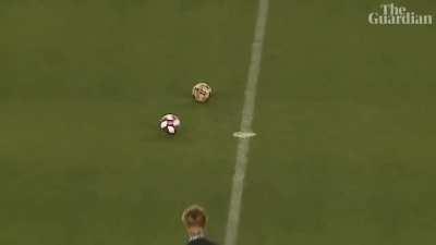 Soccer fan pulls off incredible challenge during half-time fans challenge