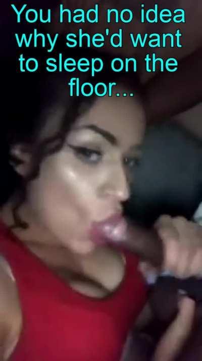 Now she sleeps out in the living room whenever they stay over