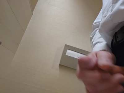 Cumming while at work