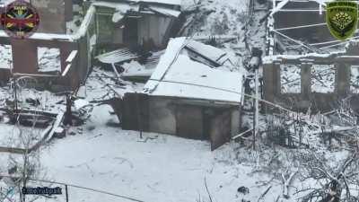 FPV drone hits russians in a garage. 110th Brigade. Avdiivka, 2024.