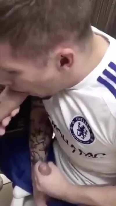 Dude blows his load after helping out his bro