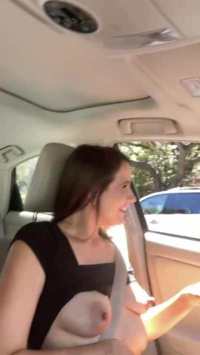 Got a lot of attention driving topless