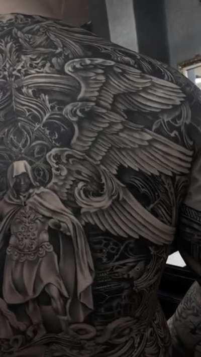 full body tattoo angel on the back