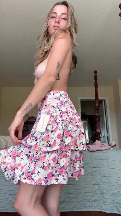 Trying on my new dress