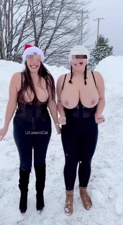 The northeast has lots of snow! ❄️ come warm up between our big tits 😘