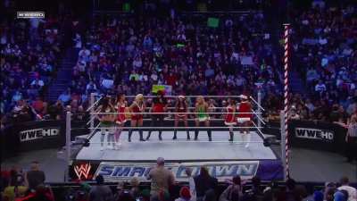 Aksana in the ring for the Mistletoe on a Pole match