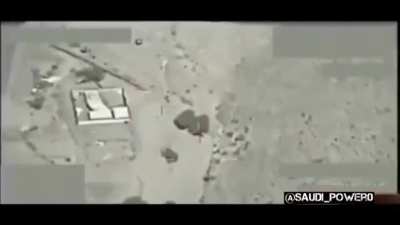 Saudi Air Force bombs Houthi fighters in their camp and weapons warehouse in Yemen Saada Kataf