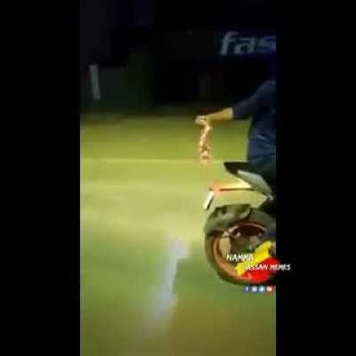 HMB while I bring some firecrackers on a motorcycle