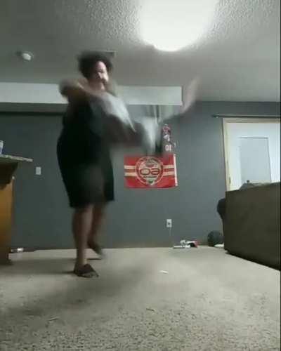 Haha child go zoom in air haha