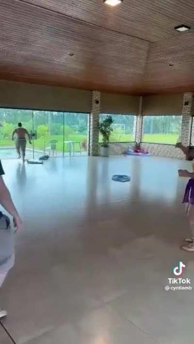 to celebrate and dive into the pool.