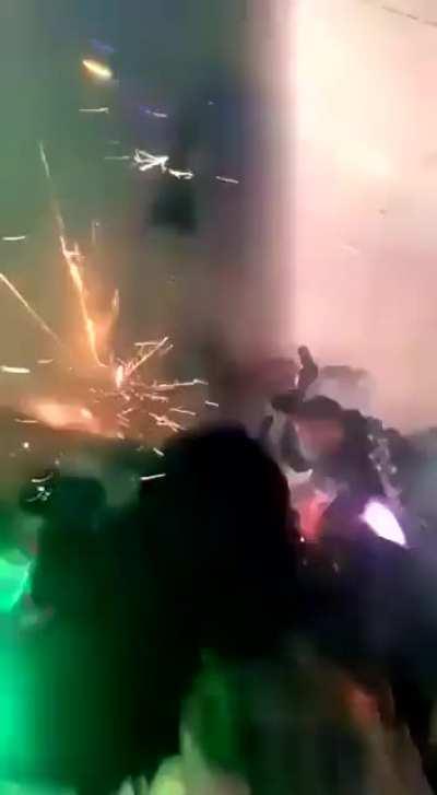 What could go wrong lighting fireworks inside the building?...