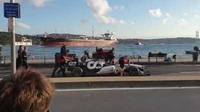 Alpha Tauri's promo car has broken down