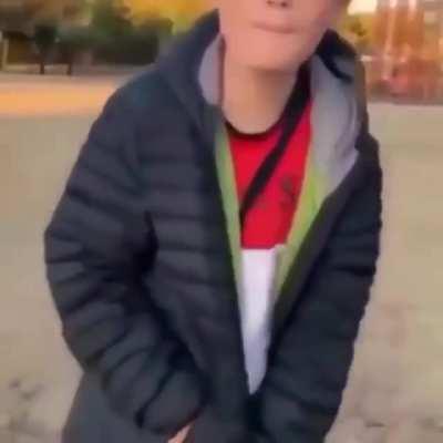 Prepubescent hype beast kid tries to be intimidating