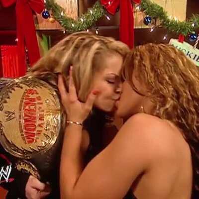 Mickie kisses Trish