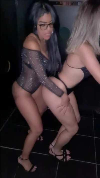 In one glory hole with my big ass blond girlfriend!!