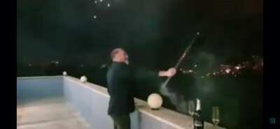 Shooting firework upside down