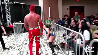 Skye gets some rough handling in and out of the ring