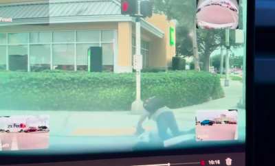 Guy doesn’t yield before turning and falls off his bike…