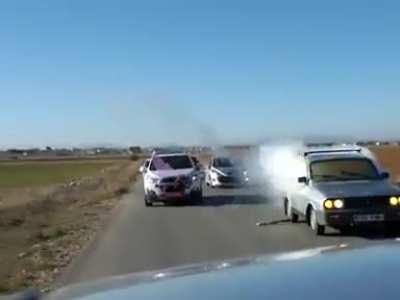 To light fireworks from a moving car