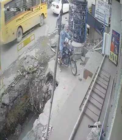 Parking Motorcycle On Dangerous Place 