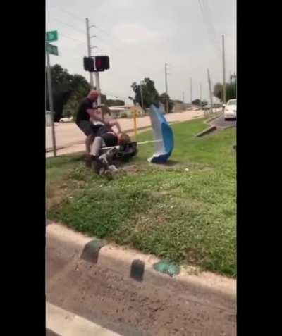 Motorcyclist vs Homeless man vs Dogs