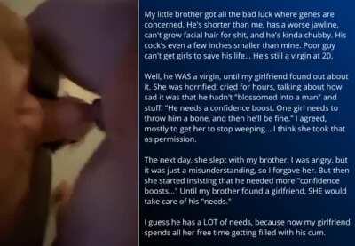 My brother's the ugly one! Why does she keep blowing him?