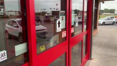 My kids didn’t understand why I kept laughing every time I hear this automatic door at a Seneca, MO truck stop.