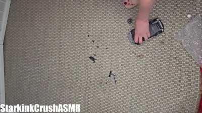 Crushing an RC car in my big cork wedges