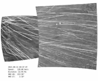 NASA Parker Solar Probe! For the first time ever a man made object enters the sun's atmosphere. This is footage captured by the NASA probe showing plasma flying past the camera with the milky way in the background.