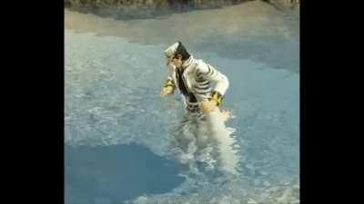 Jotaro! Se acabando no oceano!