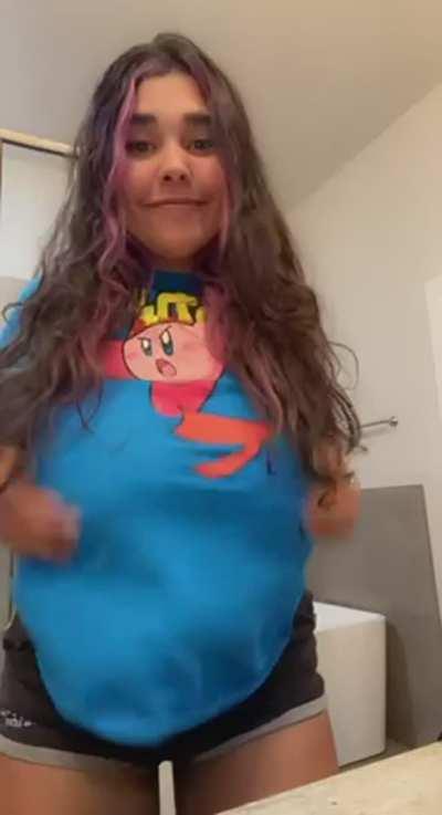 I owe you some nudes if I made you hard with my boobs