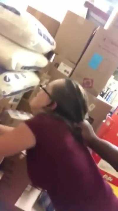 Getting stuffed on her lunch break