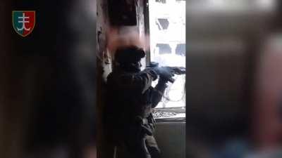 A Ukrainian soldier miraculously escaped a bullet during a military engagement.